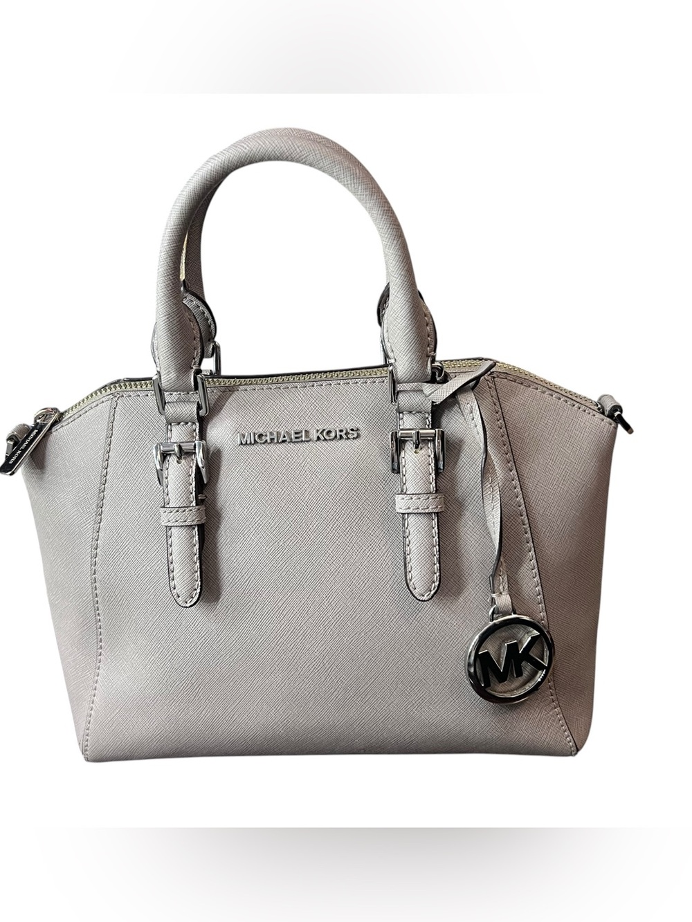 Michael Kors - Pearl Grey Saffiano Leather Ciara Medium Messenger Bag
